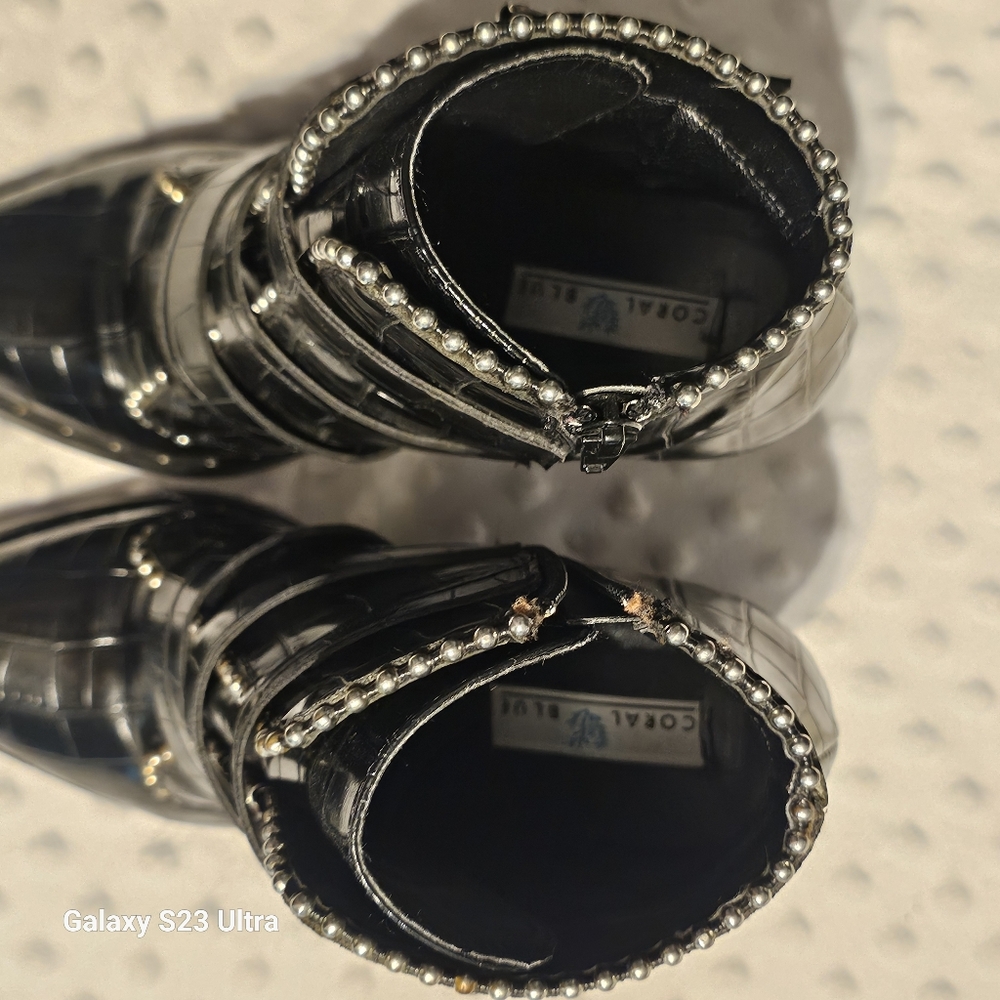 Studded, block heel boots - Picture 7 of 9